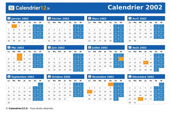 Calendrier 2002