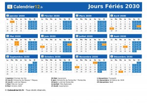 Jours Fériés 2030